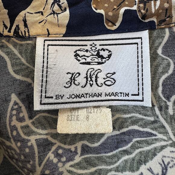 Vintage ‘90s HMS by Jonathan Martin Navy Floral Print Lightweight Cropped Blazer - Picture 7 of 8